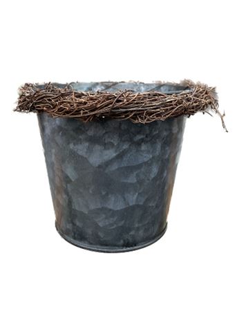 Květináč dekorační ZINEK proutěný lem plech 13 cm
